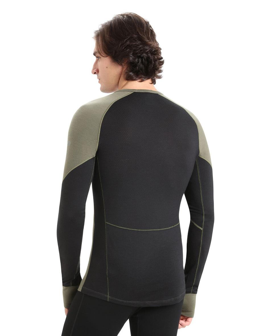 Base Layers Icebreaker BodyfitZone™ Merino 260 Zone Long Sleeve Crewe Thermal Top Męskie Oliwkowe Czarne | PL 1567OKIR